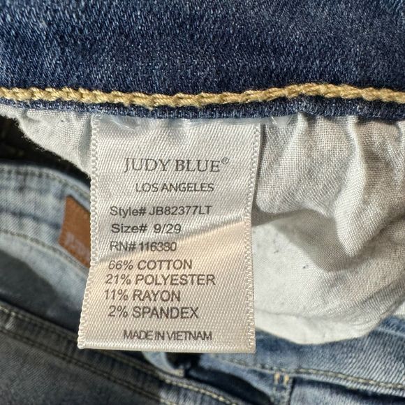 Judy Blue Jeans Womens 29 Blue Flare High Rise Stretch Denim Distressed - Picture 9 of 13